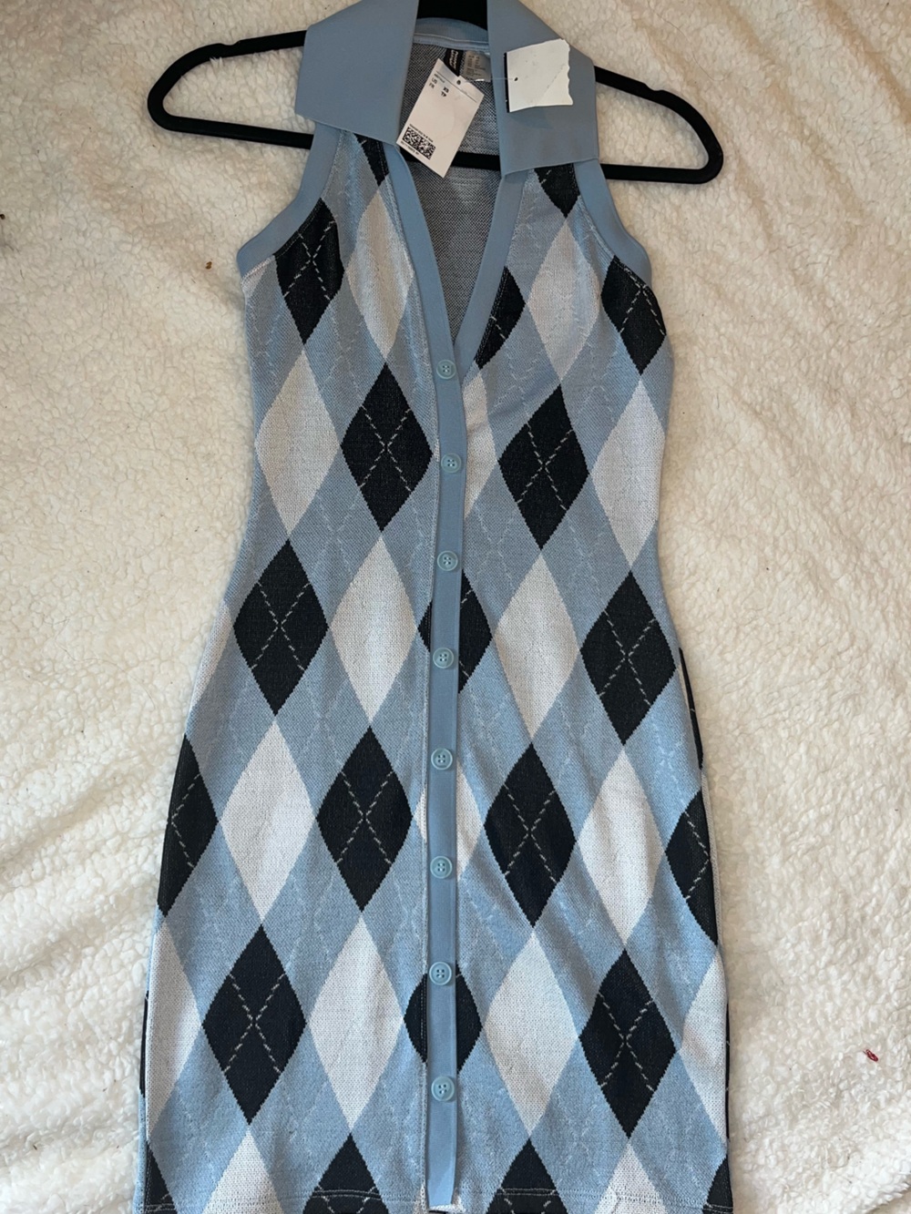Divided Girls Argyle Button-Front Knit Skirt - Light Blue, Black, White